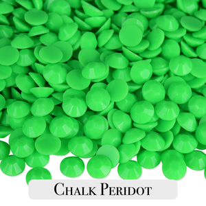 Opaque Chalk Peridot Resin Rhinestones – Sizes 3mm, 4mm & 5mm – Flatback Craft Crystals – Ideal for Tumblers & DIY