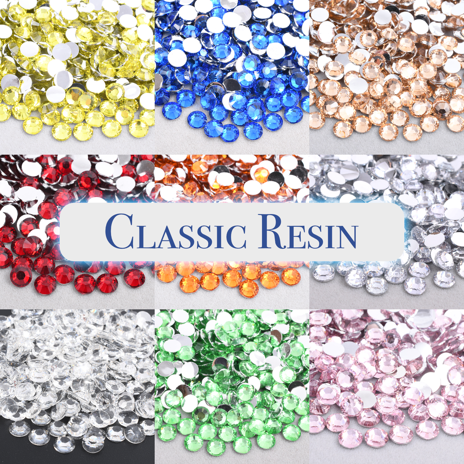Mix Size Silverback Classic Resin Rhinestones