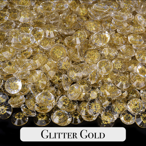 Glitter Gold Resin Rhinestones – Sizes 3mm, 4mm & 5mm – Flatback Craft Crystals – Ideal for Tumblers & DIY