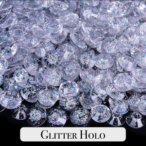 Glitter Holo Resin Rhinestones – Sizes 3mm, 4mm & 5mm – Flatback Craft Crystals – Ideal for Tumblers & DIY