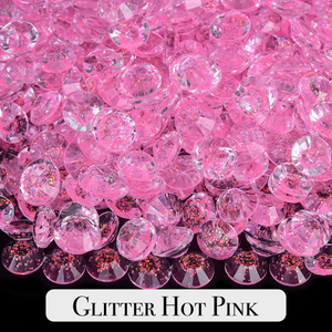 Glitter Hot Pink Resin Rhinestones – Sizes 3mm, 4mm & 5mm – Flatback Craft Crystals – Ideal for Tumblers & DIY