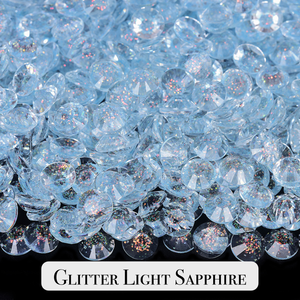 Glitter Light Sapphire Resin Rhinestones – Sizes 3mm, 4mm & 5mm – Flatback Craft Crystals – Ideal for Tumblers & DIY