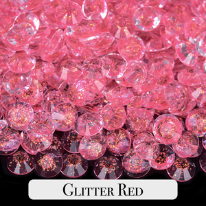 Glitter Red Resin Rhinestones – Sizes 3mm, 4mm & 5mm – Flatback Craft Crystals – Ideal for Tumblers & DIY