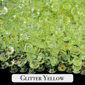 Glitter Yellow Resin Rhinestones – Sizes 3mm, 4mm & 5mm – Flatback Craft Crystals – Ideal for Tumblers & DIY