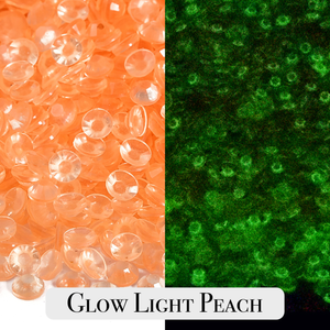 Glow in the dark Light Peach Resin Rhinestones – Sizes 3mm, 4mm & 5mm – Flatback Craft Crystals – Ideal for Tumblers & DIY