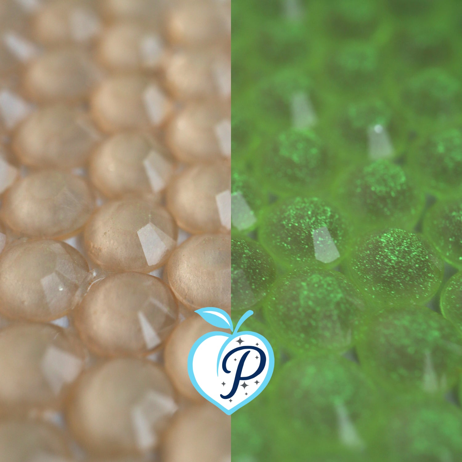 Glow in the dark Light Peach Resin Rhinestones – Sizes 3mm, 4mm & 5mm – Flatback Craft Crystals – Ideal for Tumblers & DIY