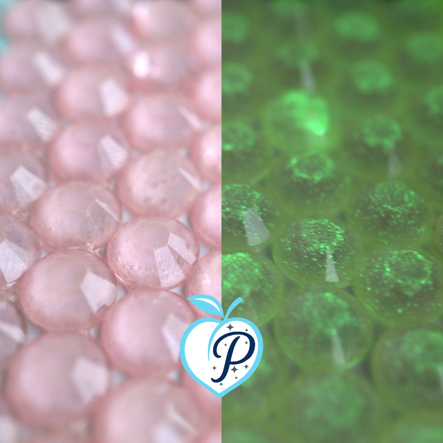 Glow in the dark Light Pink Resin Rhinestones – Sizes 3mm, 4mm & 5mm – Flatback Craft Crystals – Ideal for Tumblers & DIY