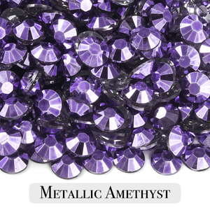 Metallic Amethyst Resin Rhinestones – Sizes 3mm, 4mm & 5mm – Flatback Craft Crystals – Ideal for Tumblers & DIY
