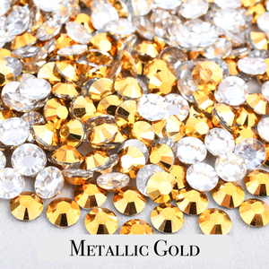 Metallic Gold Resin Rhinestones – Sizes 2mm, 3mm, 4mm & 5mm – Flatback Craft Crystals – Ideal for Tumblers & DIY