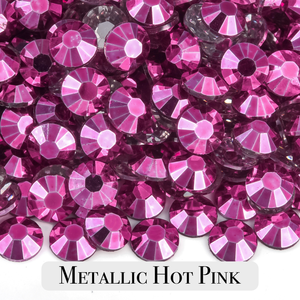 Metallic Hot Pink Resin Rhinestones – Sizes 3mm, 4mm & 5mm – Flatback Craft Crystals – Ideal for Tumblers & DIY