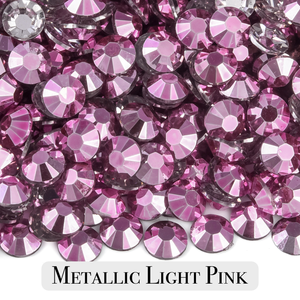 Metallic Light Pink Resin Rhinestones – Sizes 3mm, 4mm & 5mm – Flatback Craft Crystals – Ideal for Tumblers & DIY