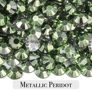Metallic Peridot Resin Rhinestones – Sizes 3mm, 4mm & 5mm – Flatback Craft Crystals – Ideal for Tumblers & DIY