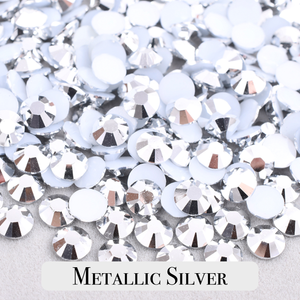 Metallic Silver Resin Rhinestones – Sizes 2mm, 3mm, 4mm & 5mm – Flatback Craft Crystals – Ideal for Tumblers & DIY