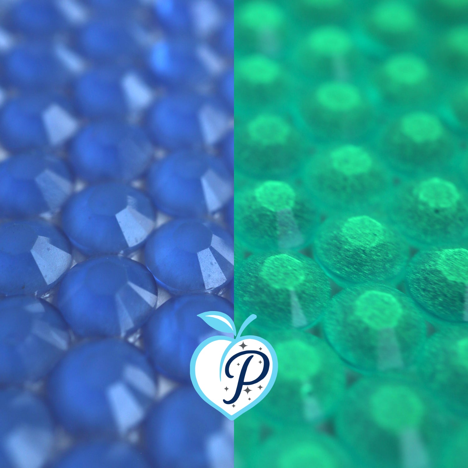 Glow in the dark Sapphire Resin Rhinestones – Sizes 3mm, 4mm & 5mm – Flatback Craft Crystals – Ideal for Tumblers & DIY