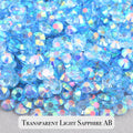 Transparent Light Sapphire AB Resin Rhinestones – Sizes 2mm, 3mm, 4mm & 5mm – Flatback Craft Crystals – Ideal for Tumblers & DIY