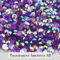 Transparent Amethyst AB Resin Rhinestones – Sizes 2mm, 3mm, 4mm & 5mm – Flatback Craft Crystals – Ideal for Tumblers & DIY