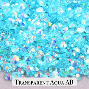 Clear Jelly Aqua AB Resin Rhinestones – Sizes 2mm, 3mm, 4mm & 5mm – Flatback Craft Crystals – Ideal for Tumblers & DIY