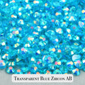 Transparent Blue Zircon AB Resin Rhinestones – Sizes 2mm, 3mm, 4mm & 5mm – Flatback Craft Crystals – Ideal for Tumblers & DIY