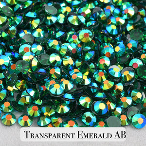 Transparent Emerald AB Resin Rhinestones – Sizes 2mm, 3mm, 4mm & 5mm – Flatback Craft Crystals – Ideal for Tumblers & DIY