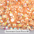 Transparent Light Peach AB Resin Rhinestones – Sizes 2mm, 3mm, 4mm & 5mm – Flatback Craft Crystals – Ideal for Tumblers & DIY