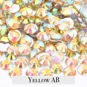 Classic Yellow AB Resin Rhinestones – Sizes 2mm, 3mm, 4mm & 5mm – Flatback Craft Crystals – Ideal for Tumblers & DIY