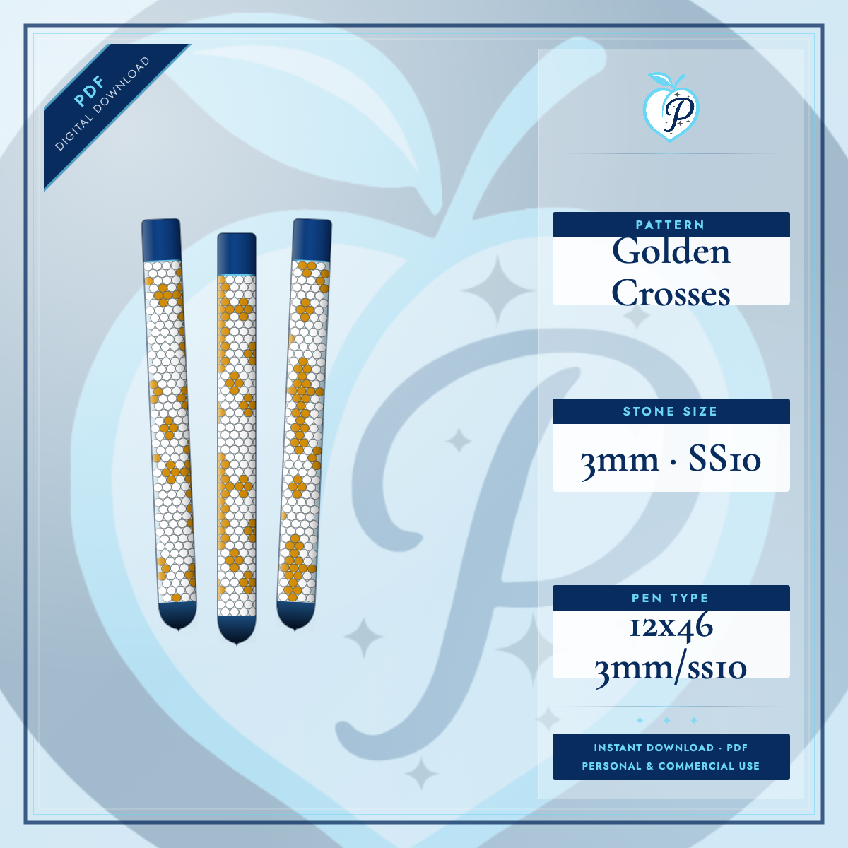 Golden Crosses Pen Pattern (PDF ONLY)