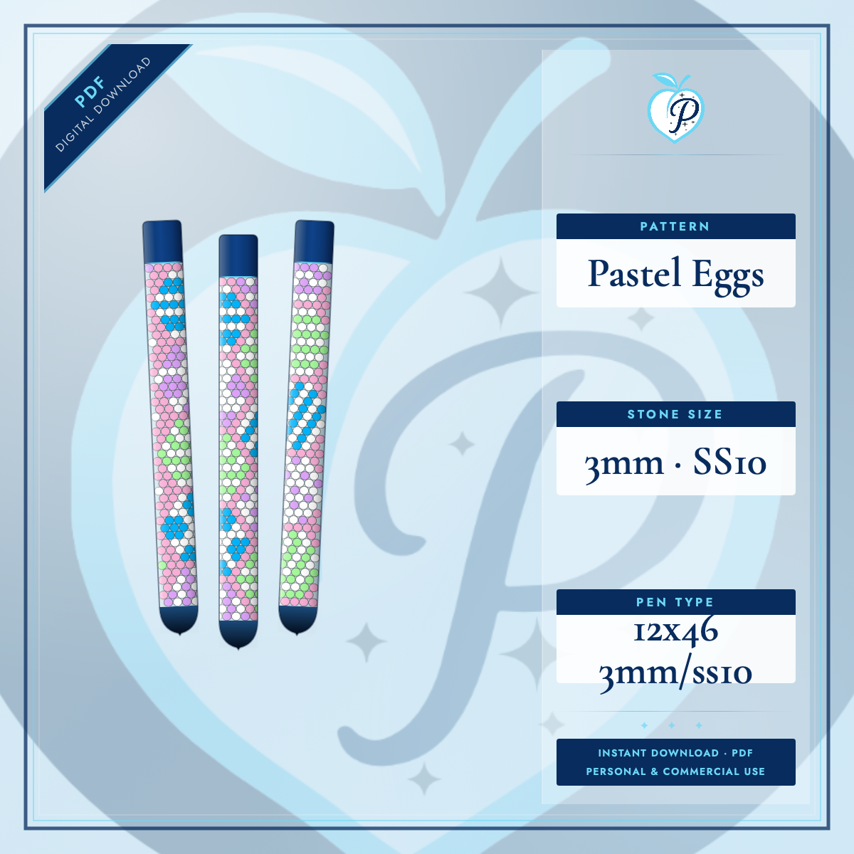 Pastel Eggs Pen Pattern (PDF ONLY)