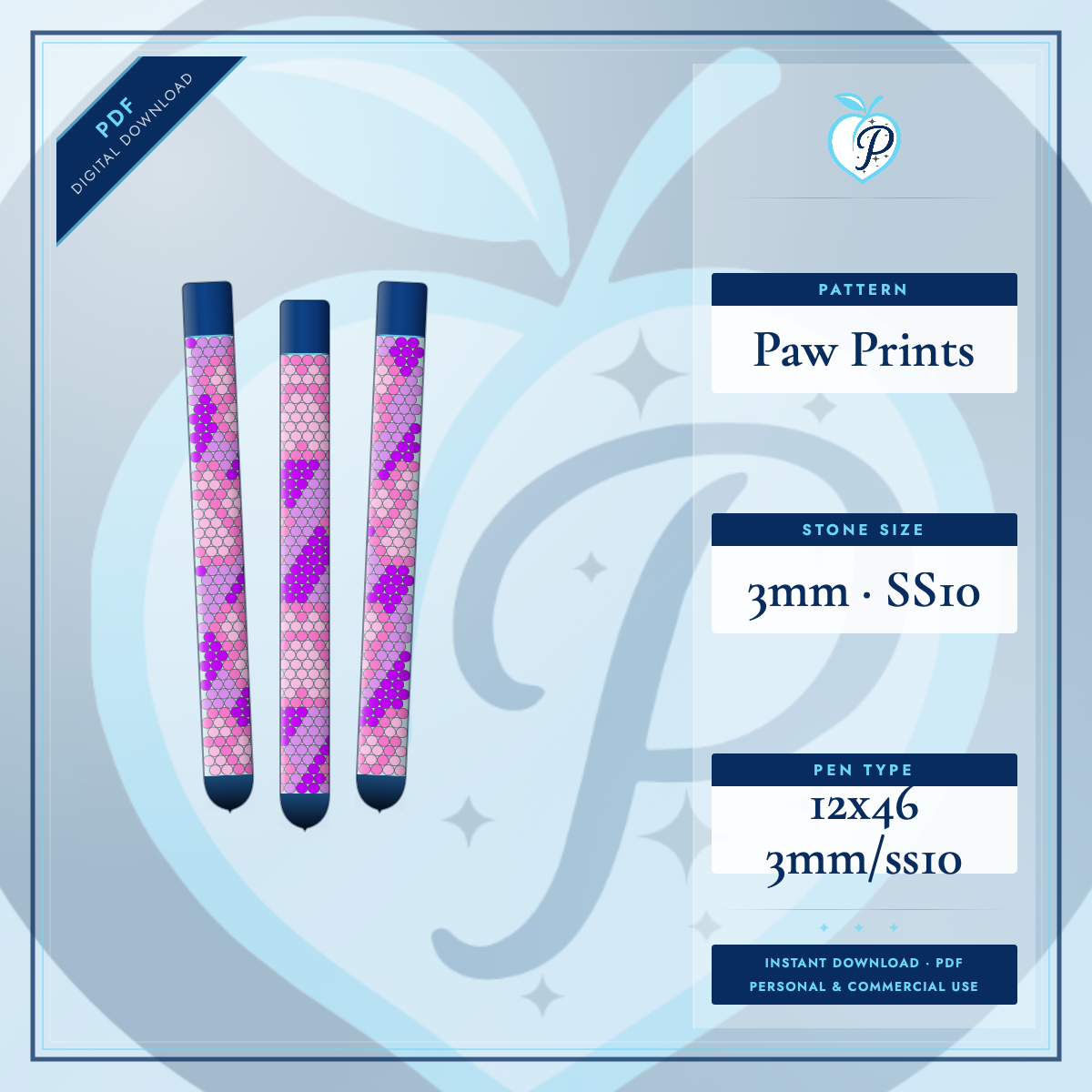 Paw Prints Pen Pattern (PDF ONLY)