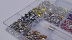 20-Color Glass Nail Rhinestone Set (SS3–SS20) – Acrylic Box + Picker Tool